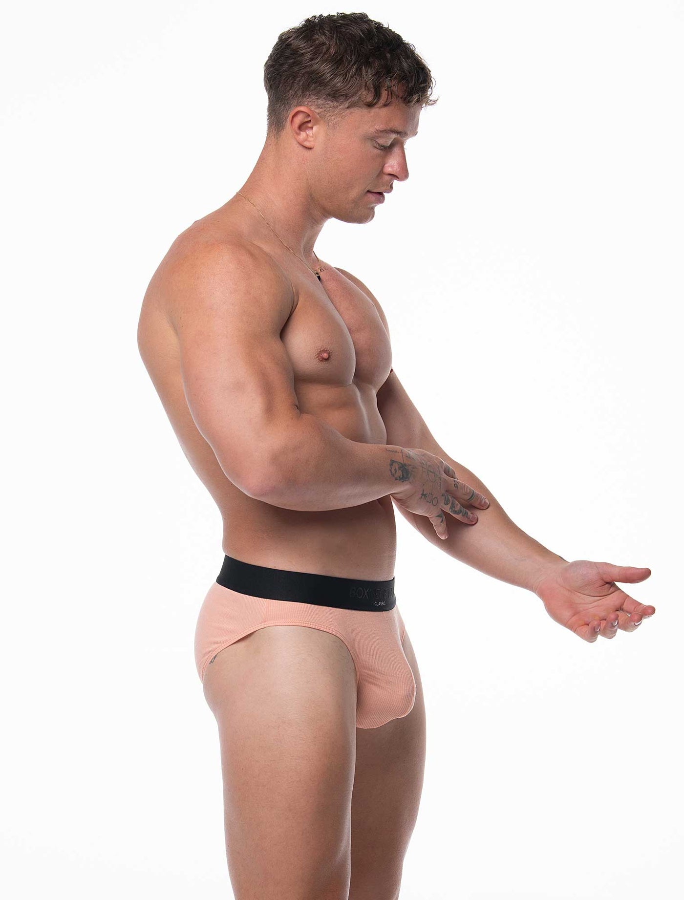 Mens Classic Ribbed Briefs - Peach