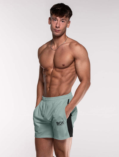 Mesh Panel Sports Shorts - Amazonite