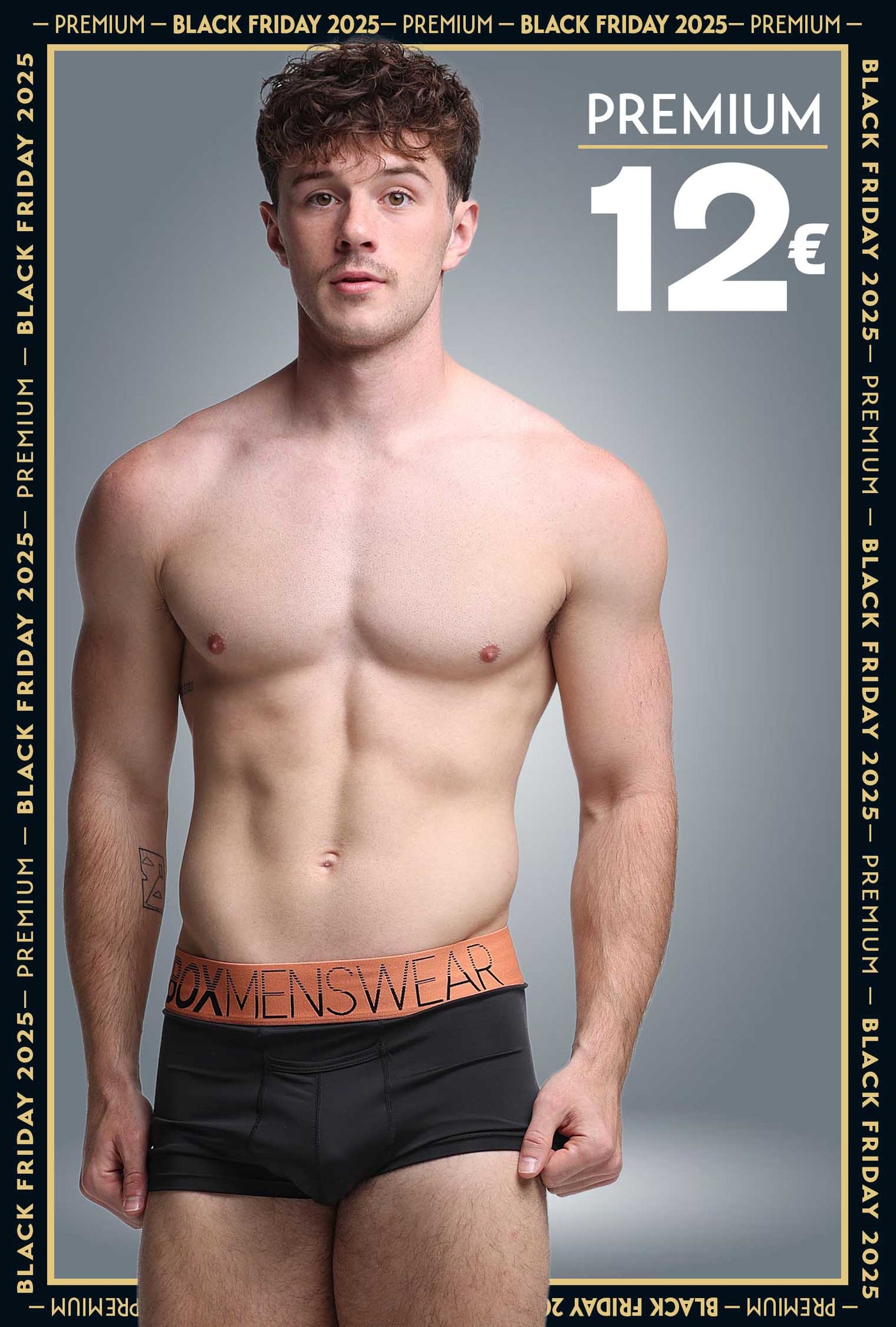 Mens Arched Keyhole Boxers - Inferno Noir