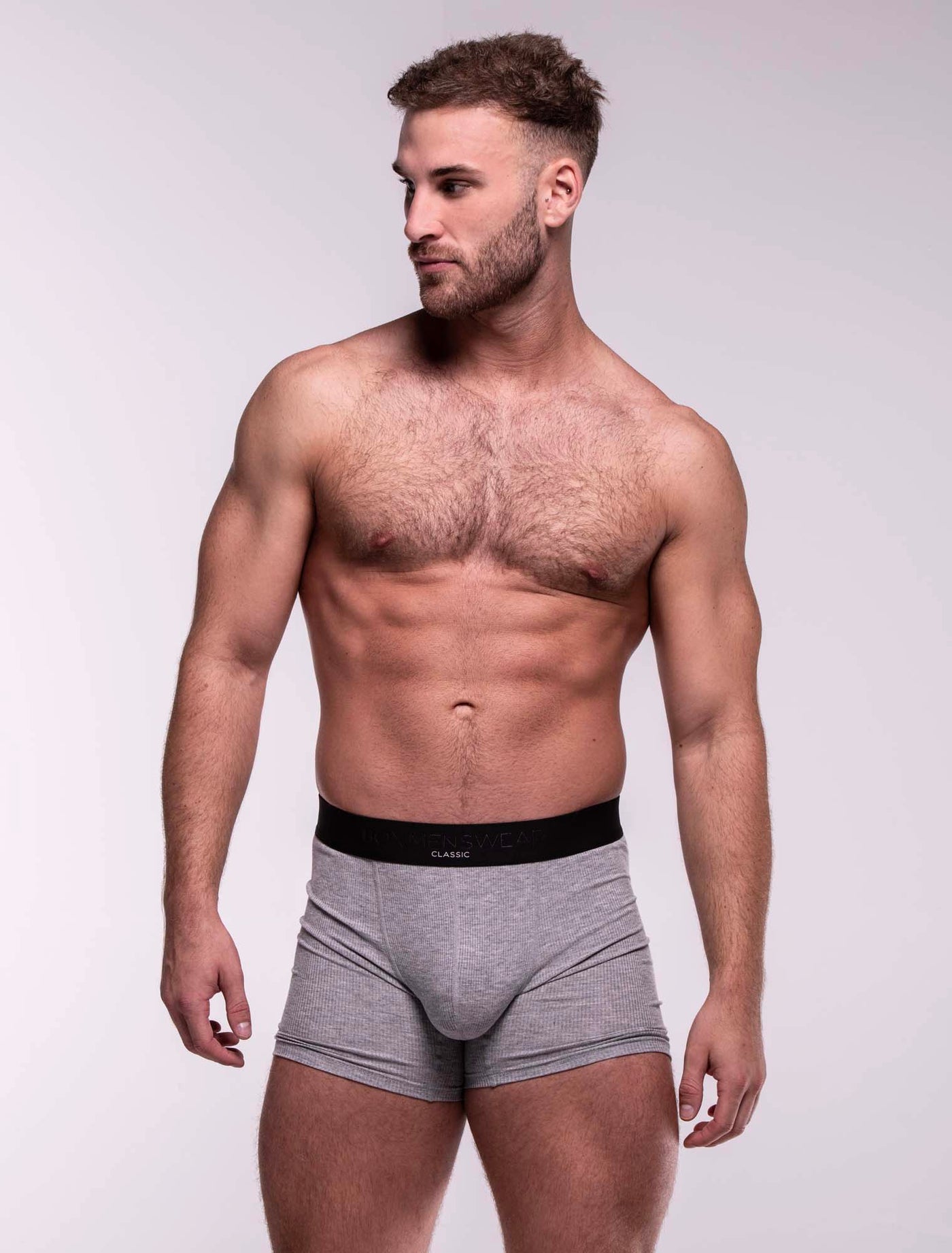 Mens Classic Ribbed Boxers - Grey