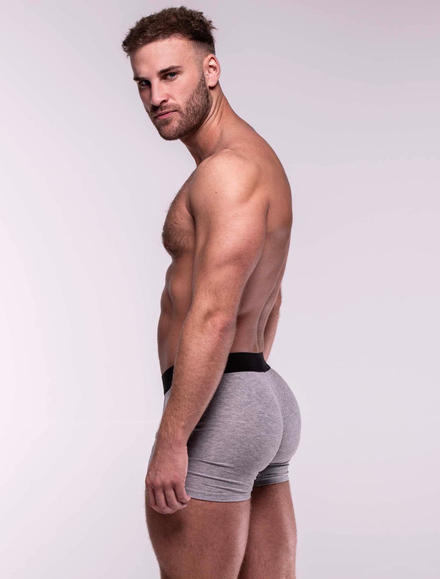 Mens Classic Ribbed Boxers - Grey