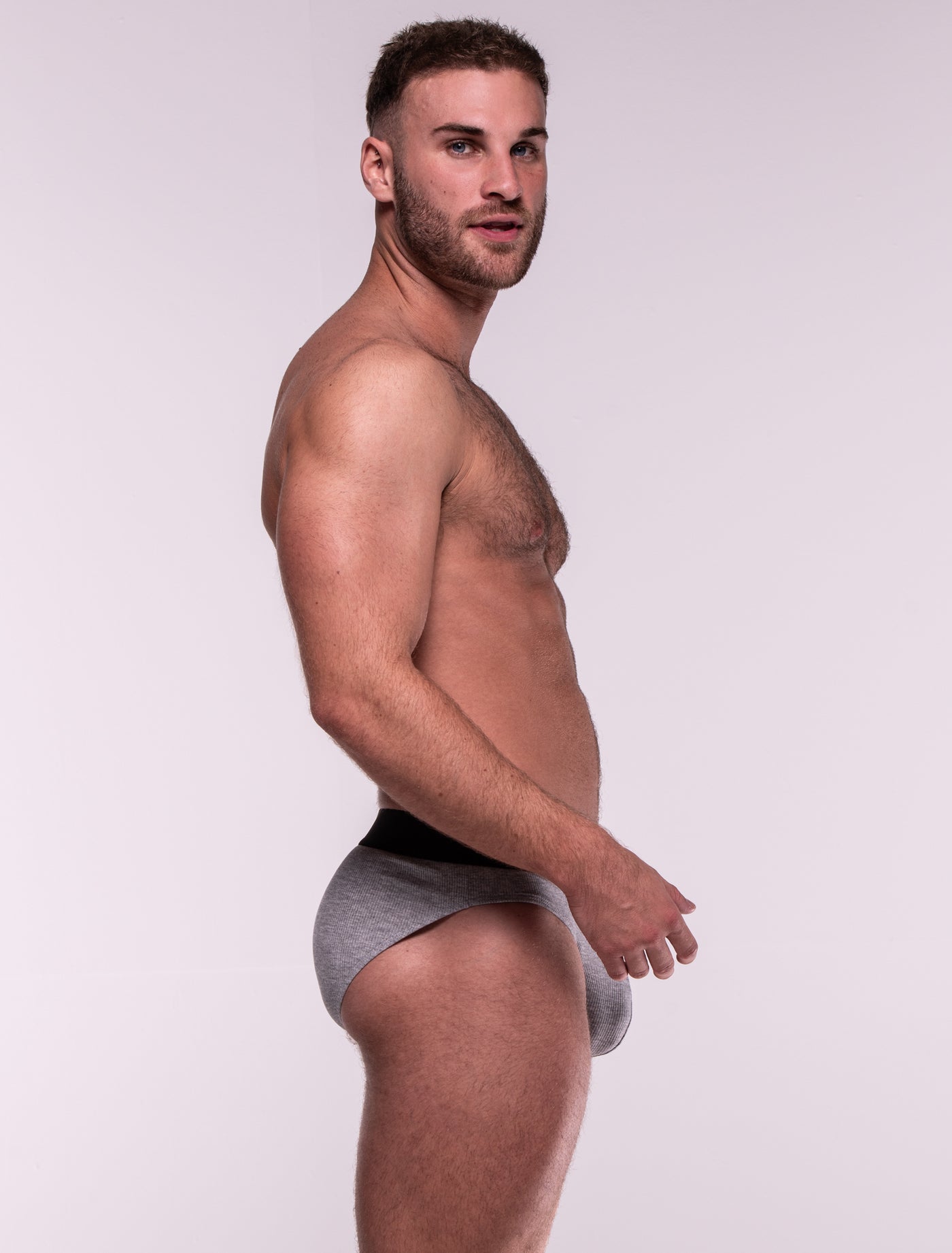 Mens Classic Ribbed Briefs - Grey