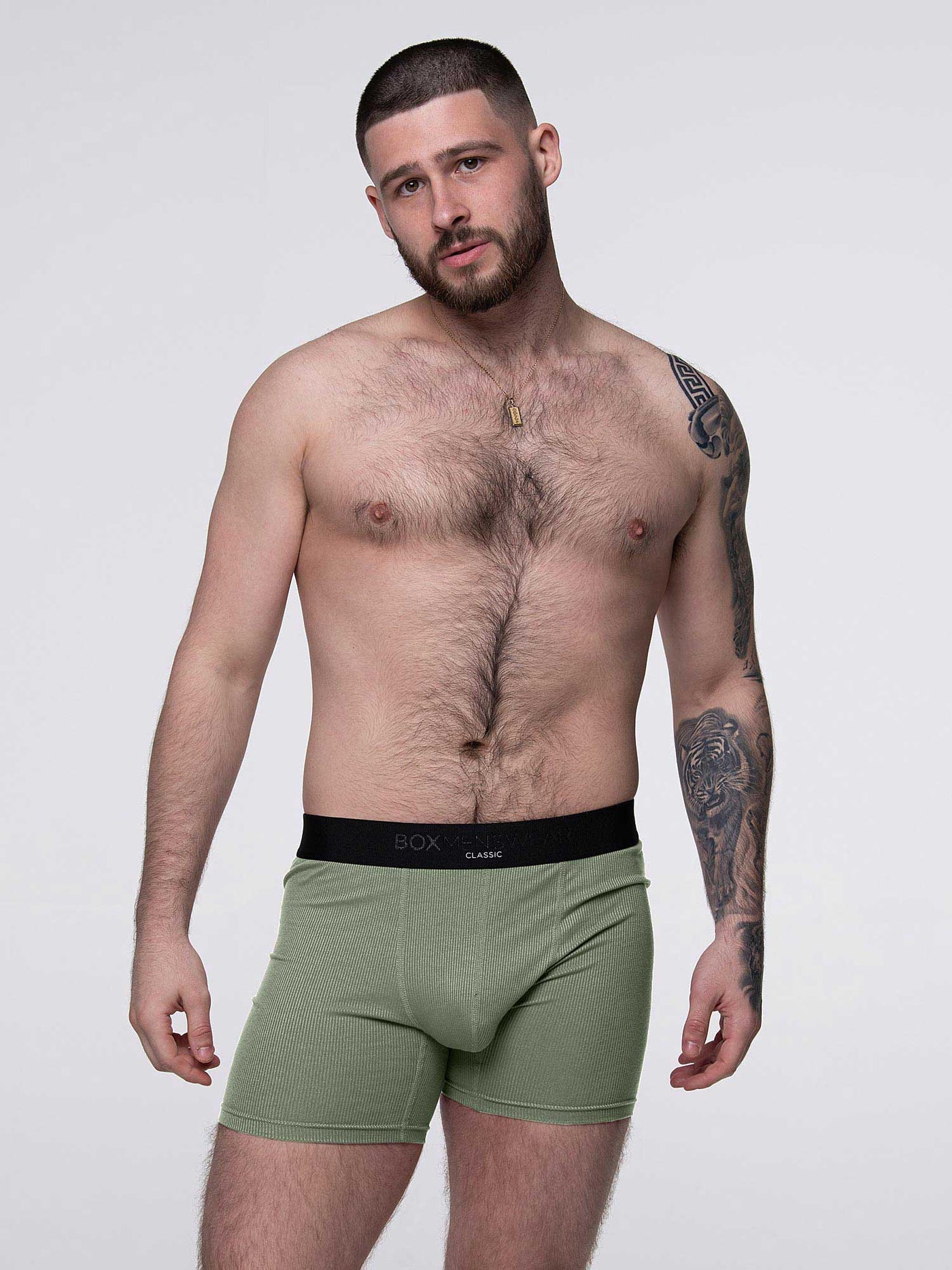 Mens Classic Ribbed Boxers - Green