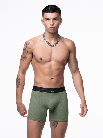 Mens Classic Ribbed Boxers - Green