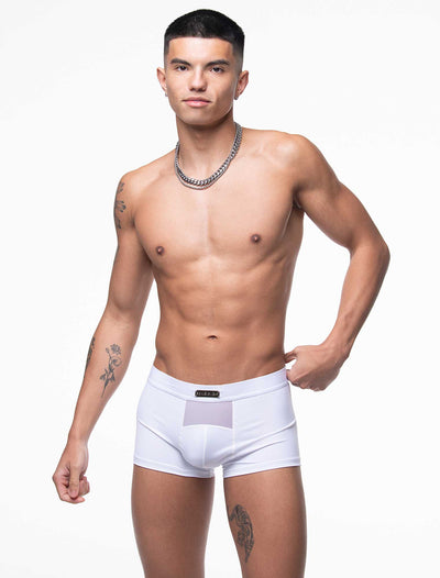 Mens Curved Mesh Boxers - White