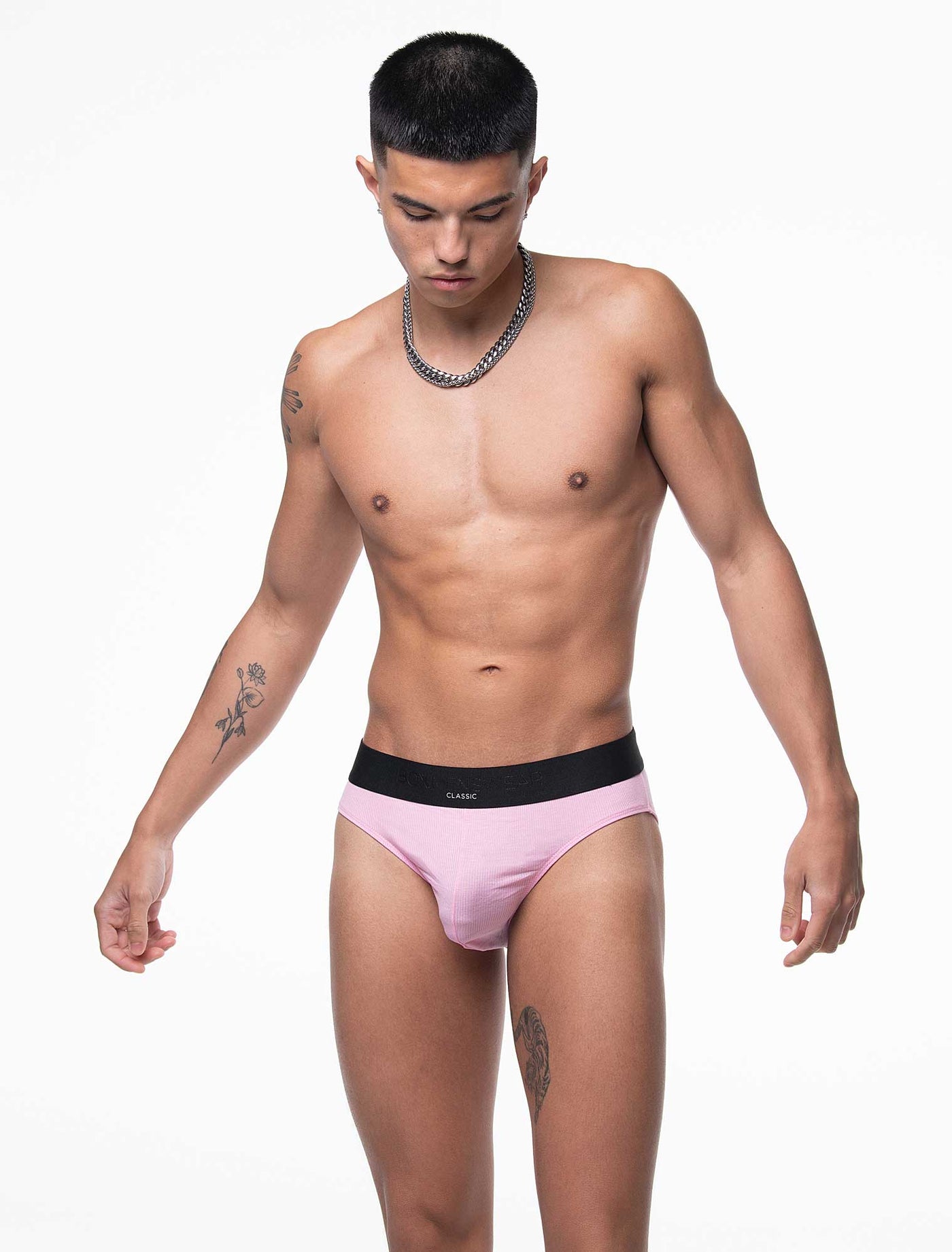 Mens Classic Ribbed Briefs - Pink