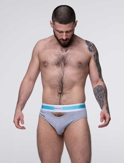 Mens Cut-Out Briefs - Grey