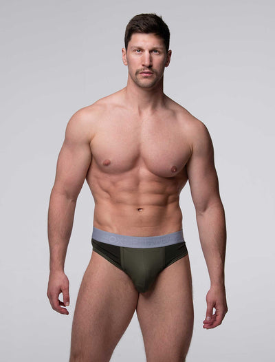 Mesh Panel Briefs - Château Green