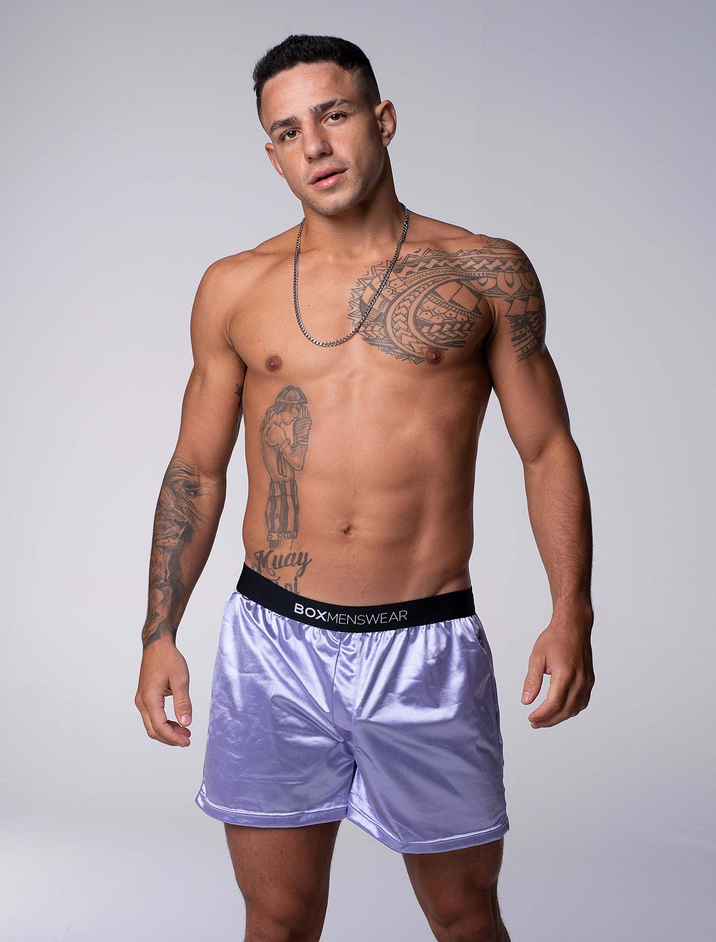 Silk Decline Boxer Shorts - Illustrious Lavender