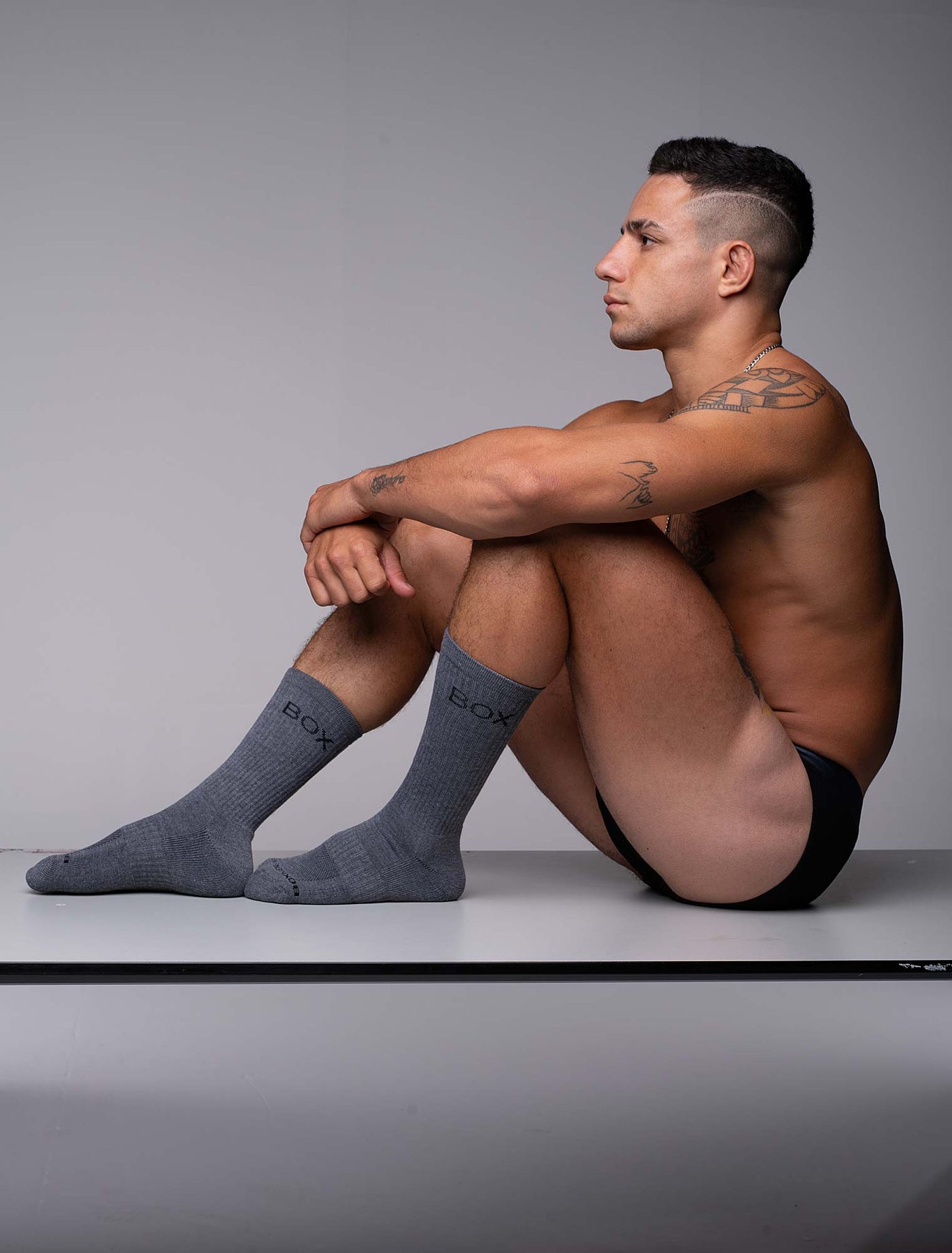 Essentials Rib Crew Socks - Light Grey