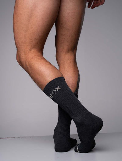 Essentials Rib Crew Socks - Dark Grey