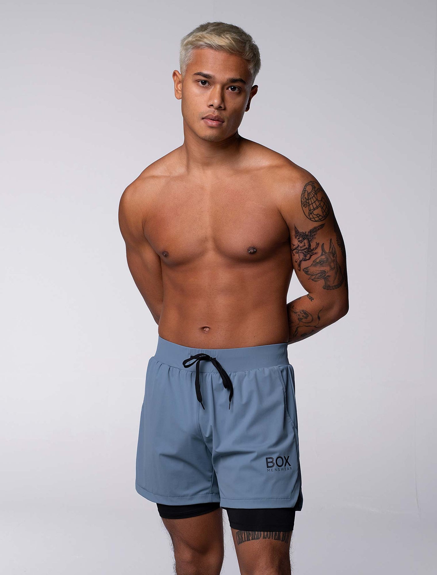 Mens Double Layer Sports Shorts - Charcoal