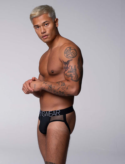 Totally Transparent Varsity Mesh Jockstrap - Direct Black