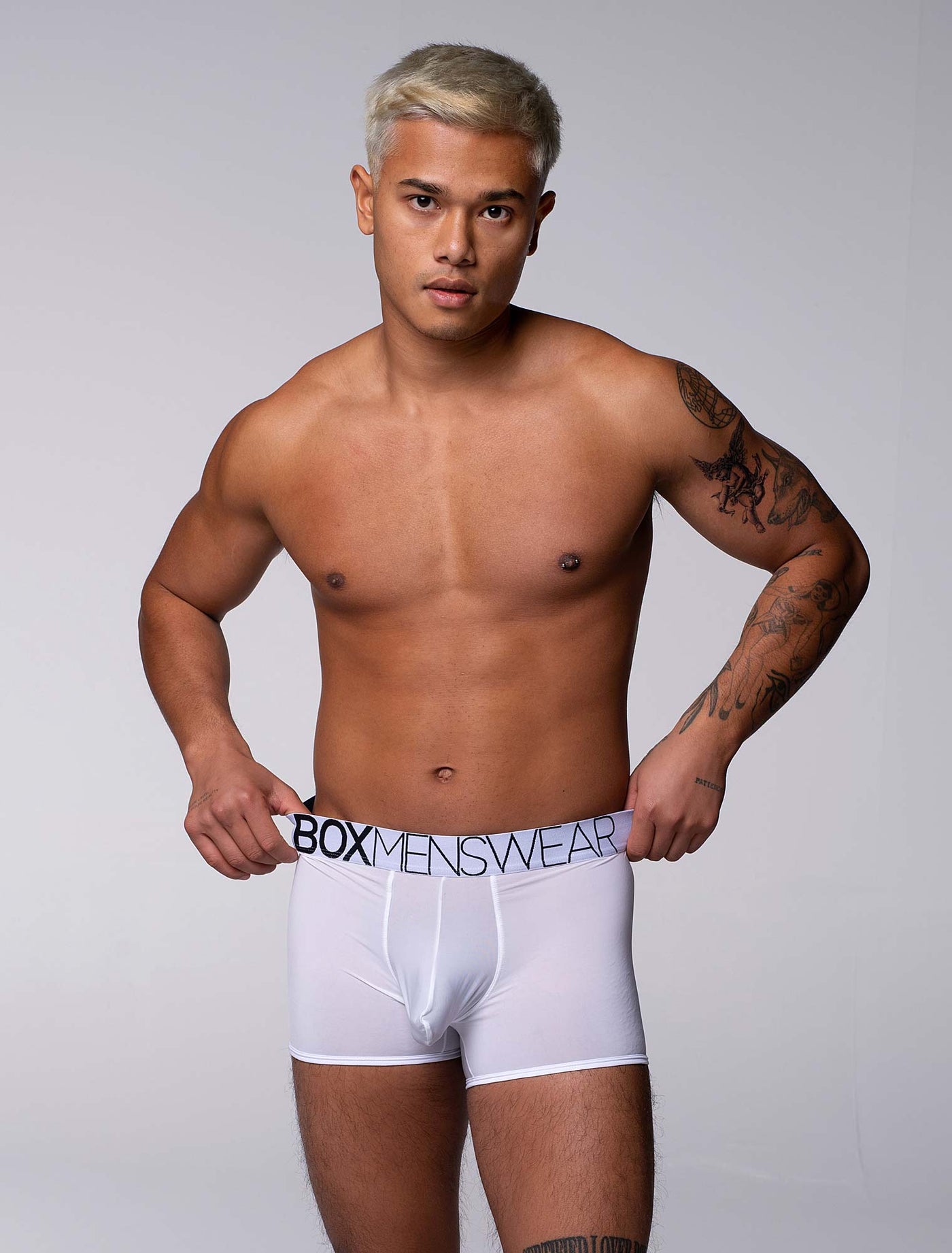 Mens Boxers: Defined Crotch - White