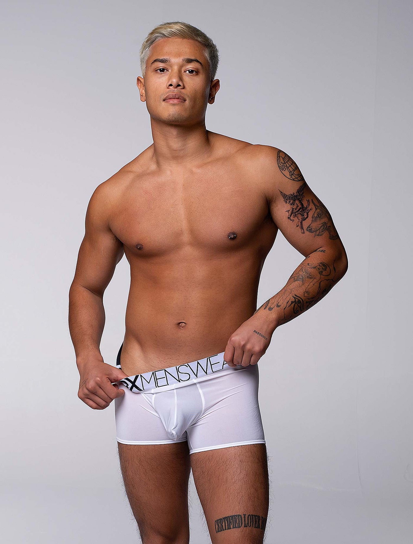 Mens Boxers: Defined Crotch - White