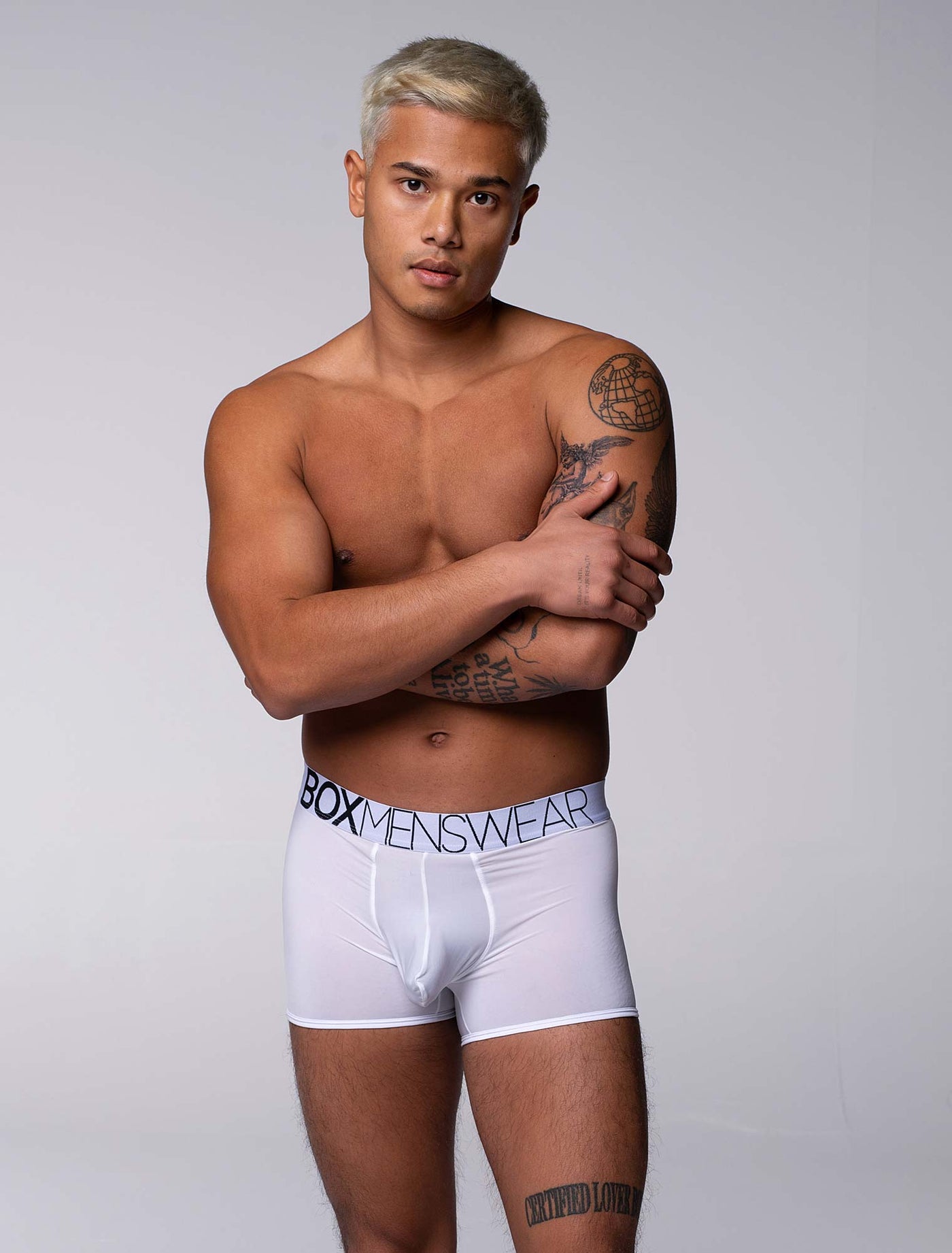 Mens Boxers: Defined Crotch - White