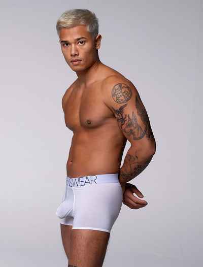 Mens Boxers: Defined Crotch - White