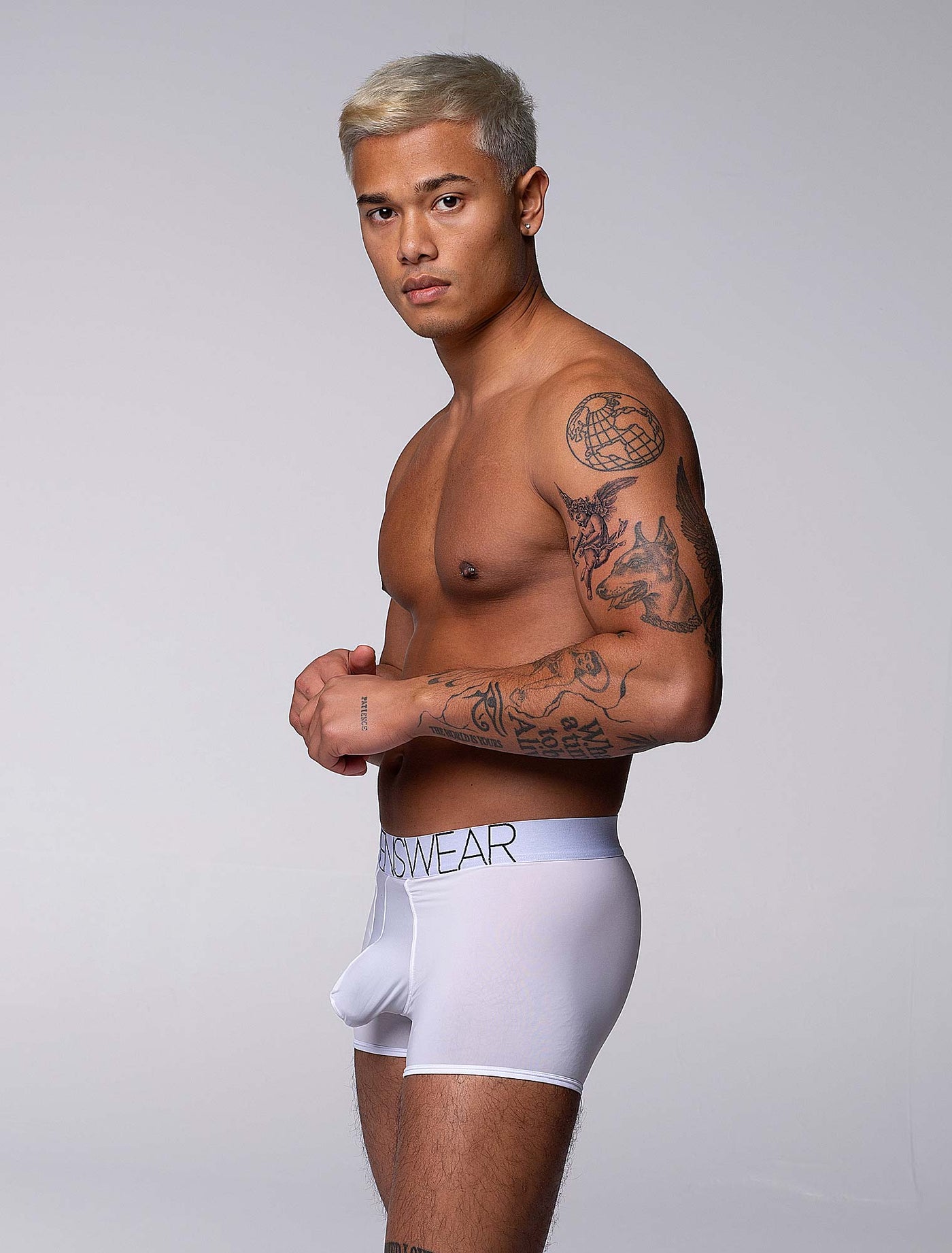 Mens Boxers: Defined Crotch - White