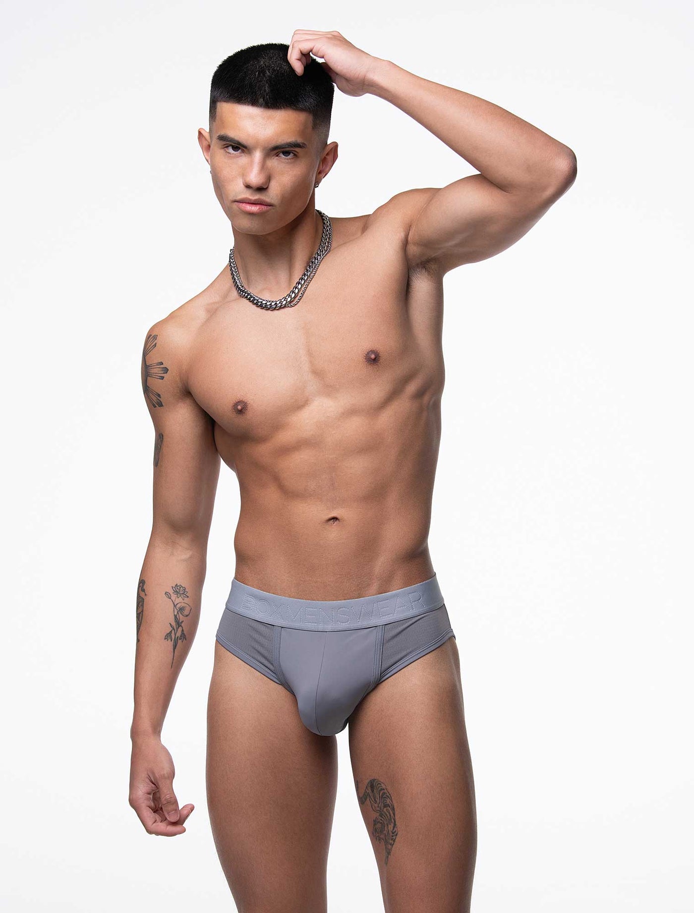 Mesh Panel Briefs - Regal Grey