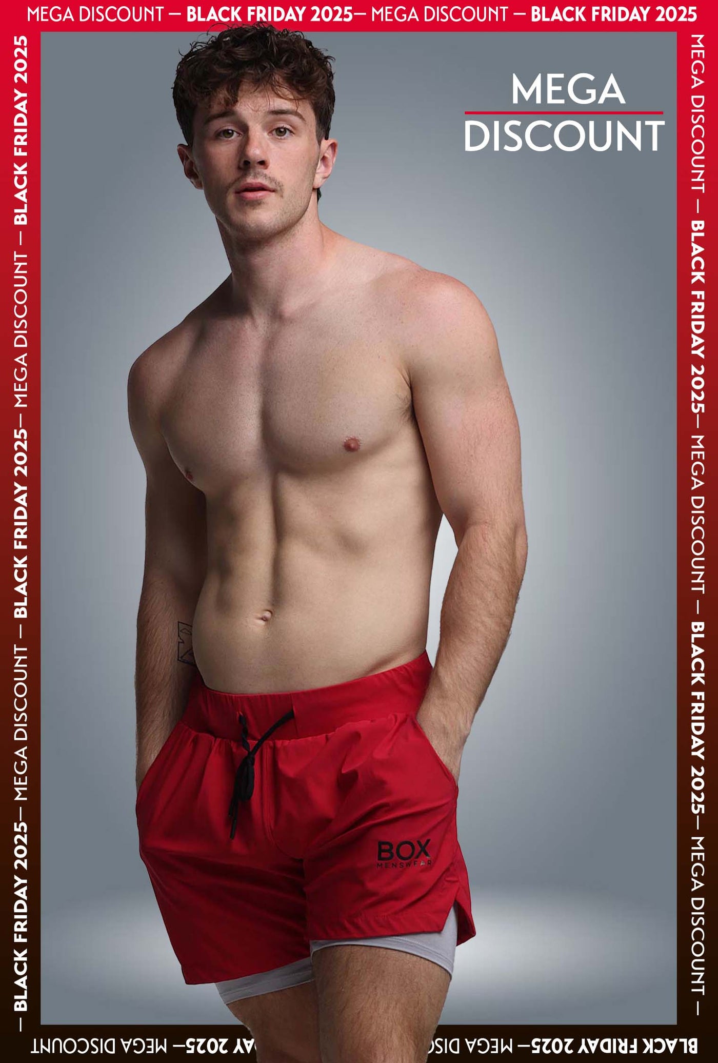 Mens Double Layer Sports Shorts - Crimson