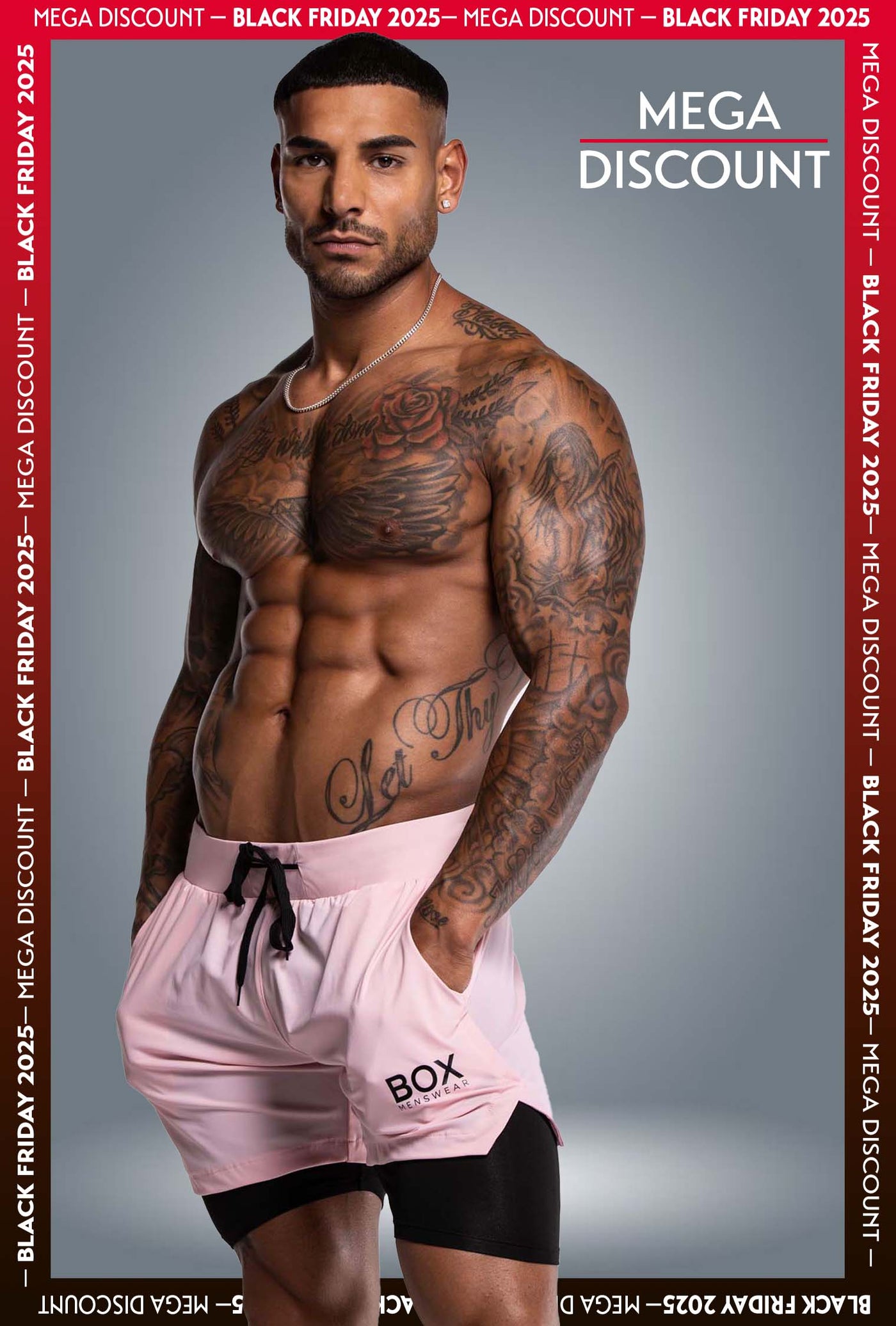 Mens Double Layer Sports Shorts - Pink