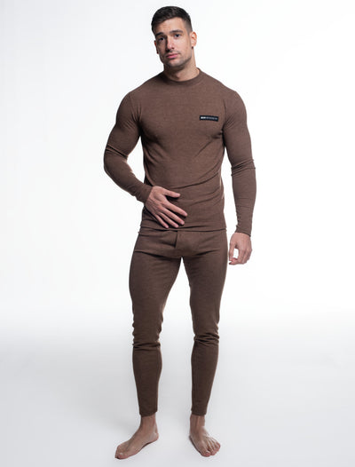 Mens Fleece Leggings & Top Set - Caramel