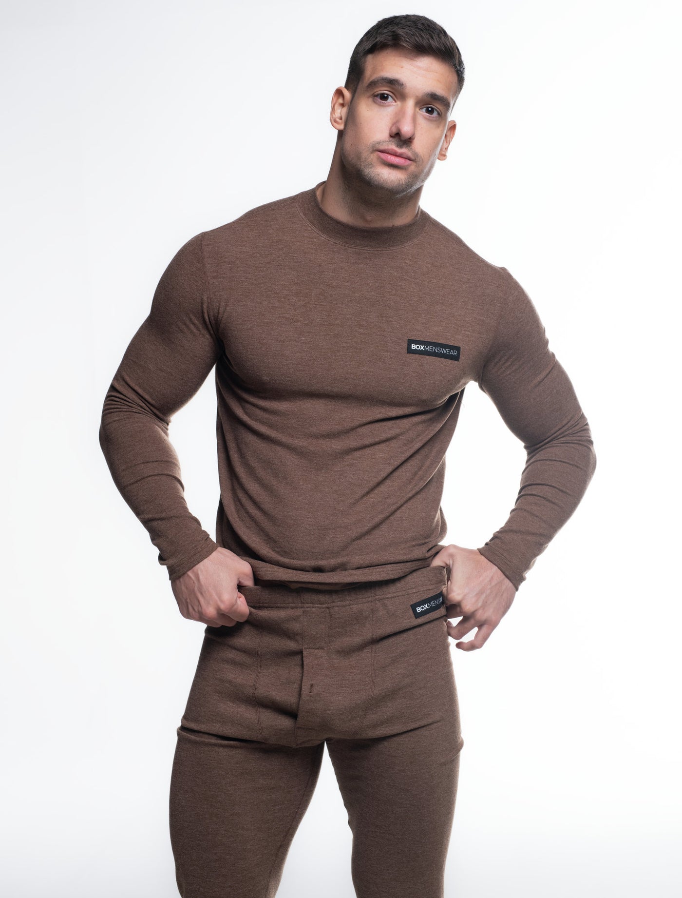 Mens Fleece Leggings & Top Set - Caramel