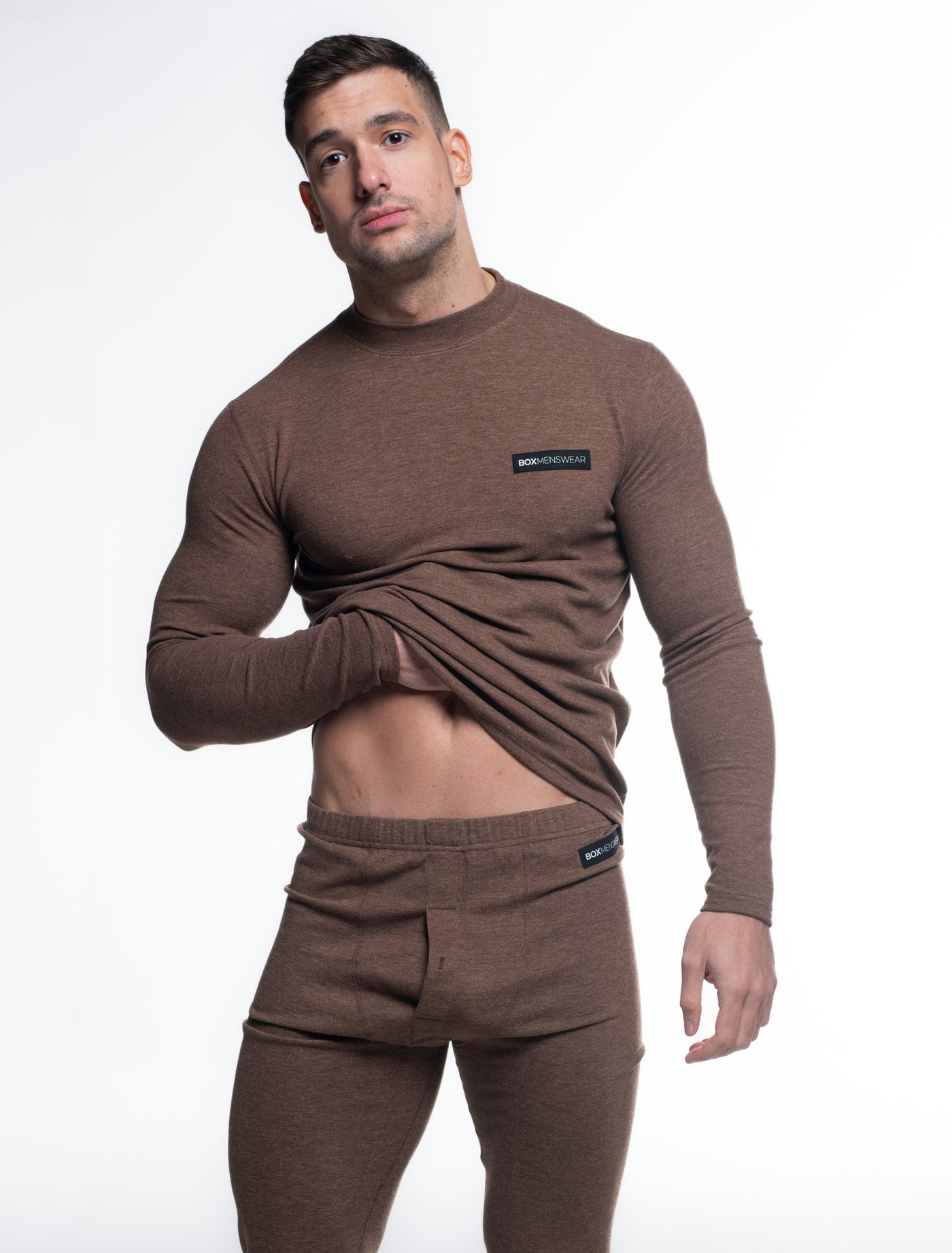 Mens Fleece Leggings & Top Set - Caramel