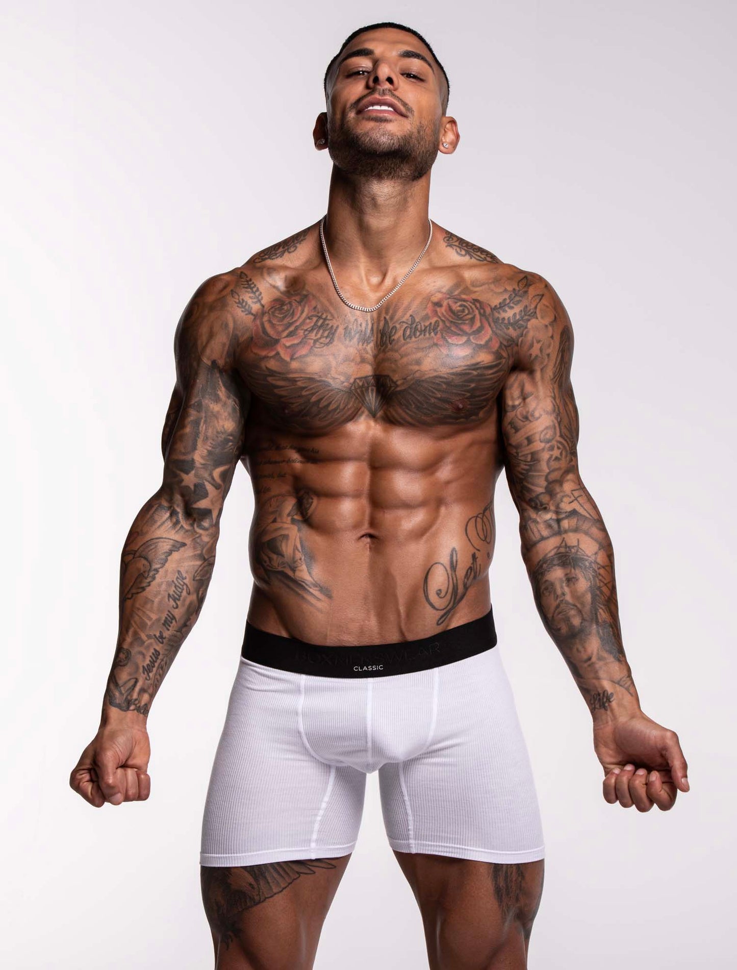 Mens Classic Ribbed Boxers - White - boxmenswear - {{variant_title}}
