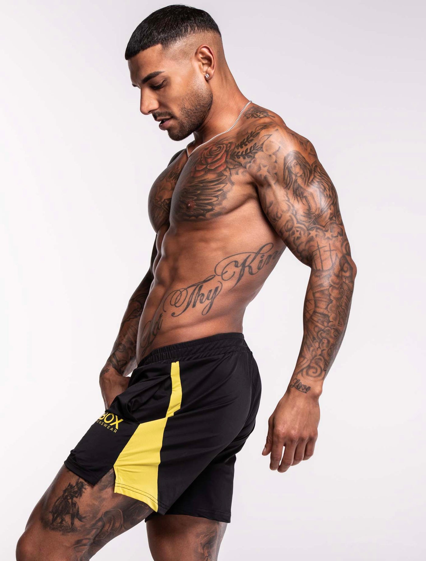 Mesh Panel Sports Shorts - Raven