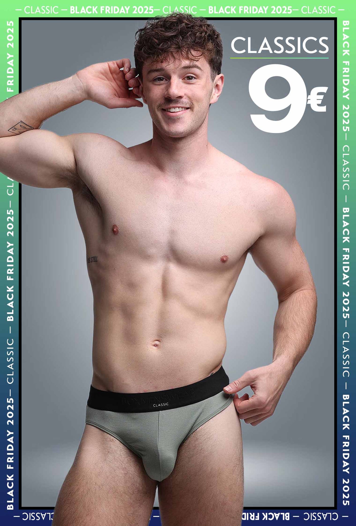 Mens Classic Ribbed Briefs - Green