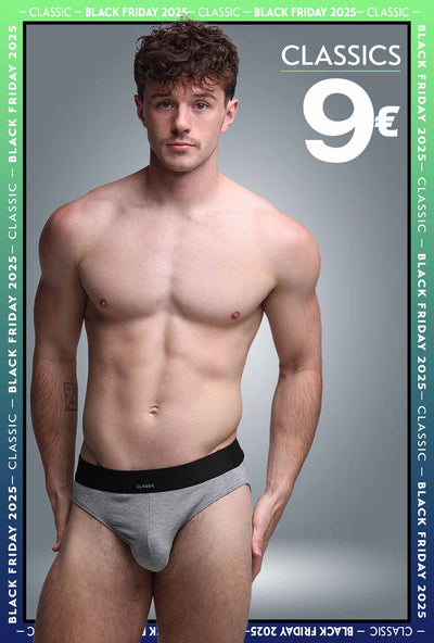 Mens Classic Ribbed Briefs - Grey