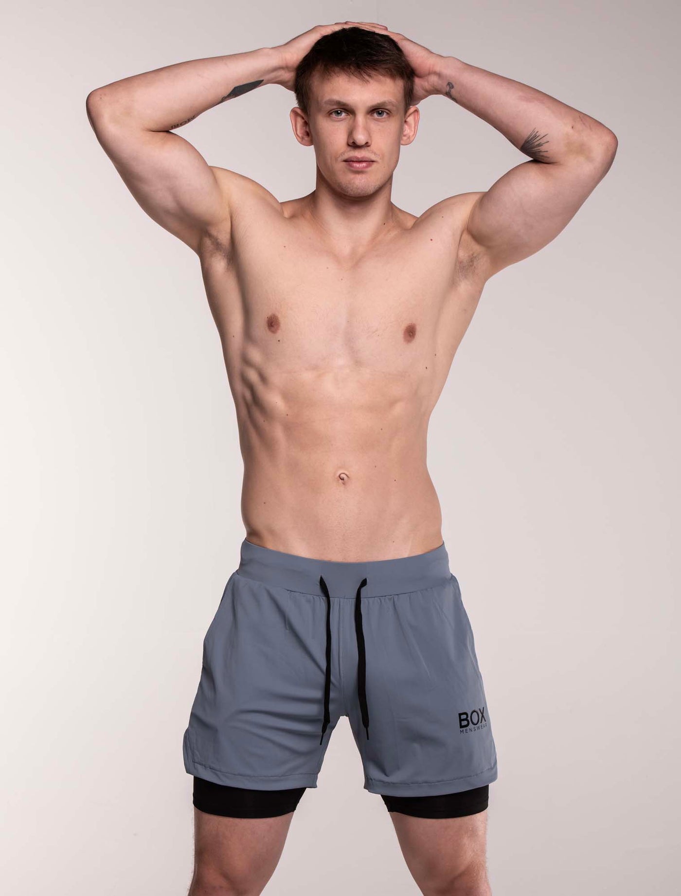 Mens Double Layer Sports Shorts - Charcoal