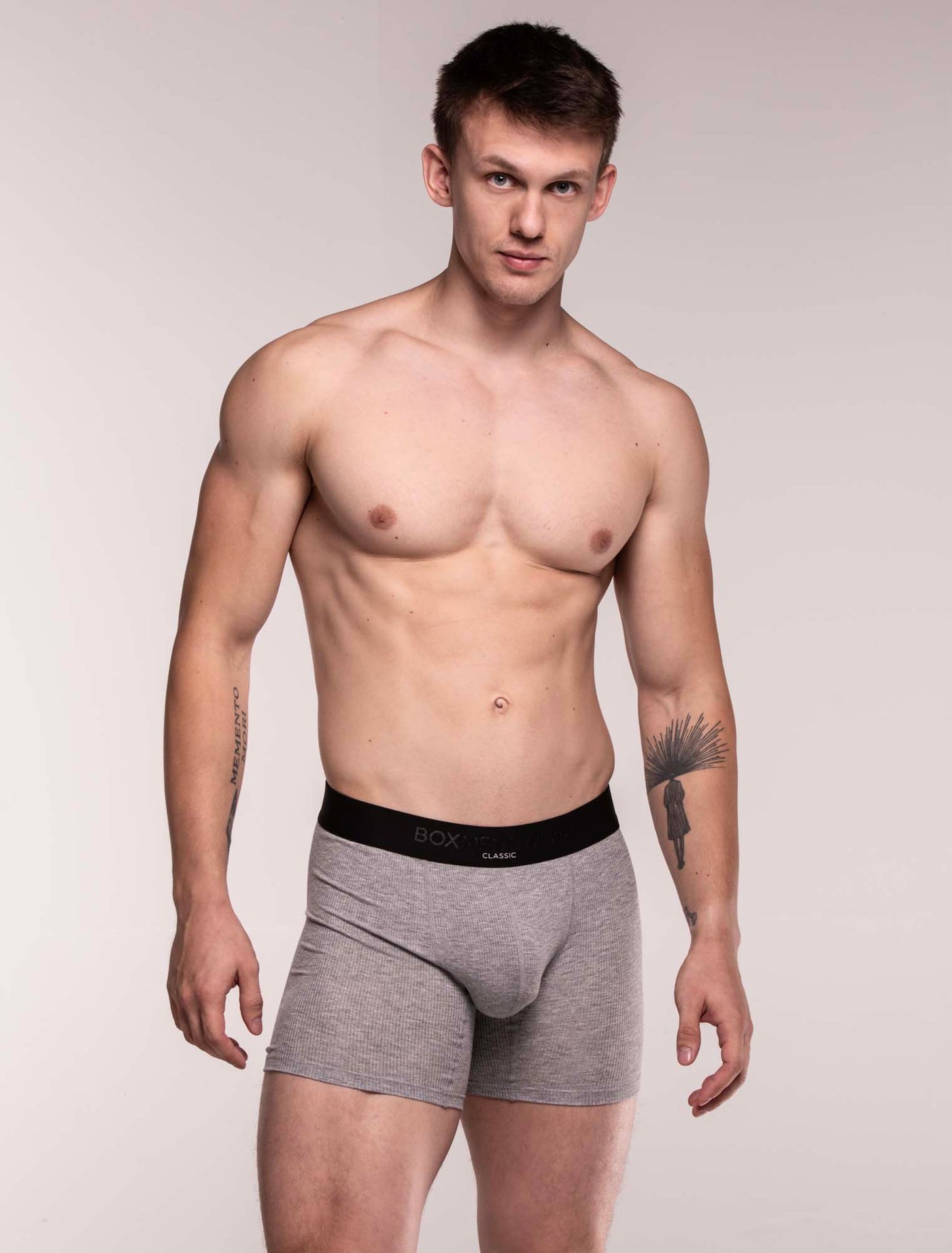 Mens Classic Ribbed Boxers - Grey