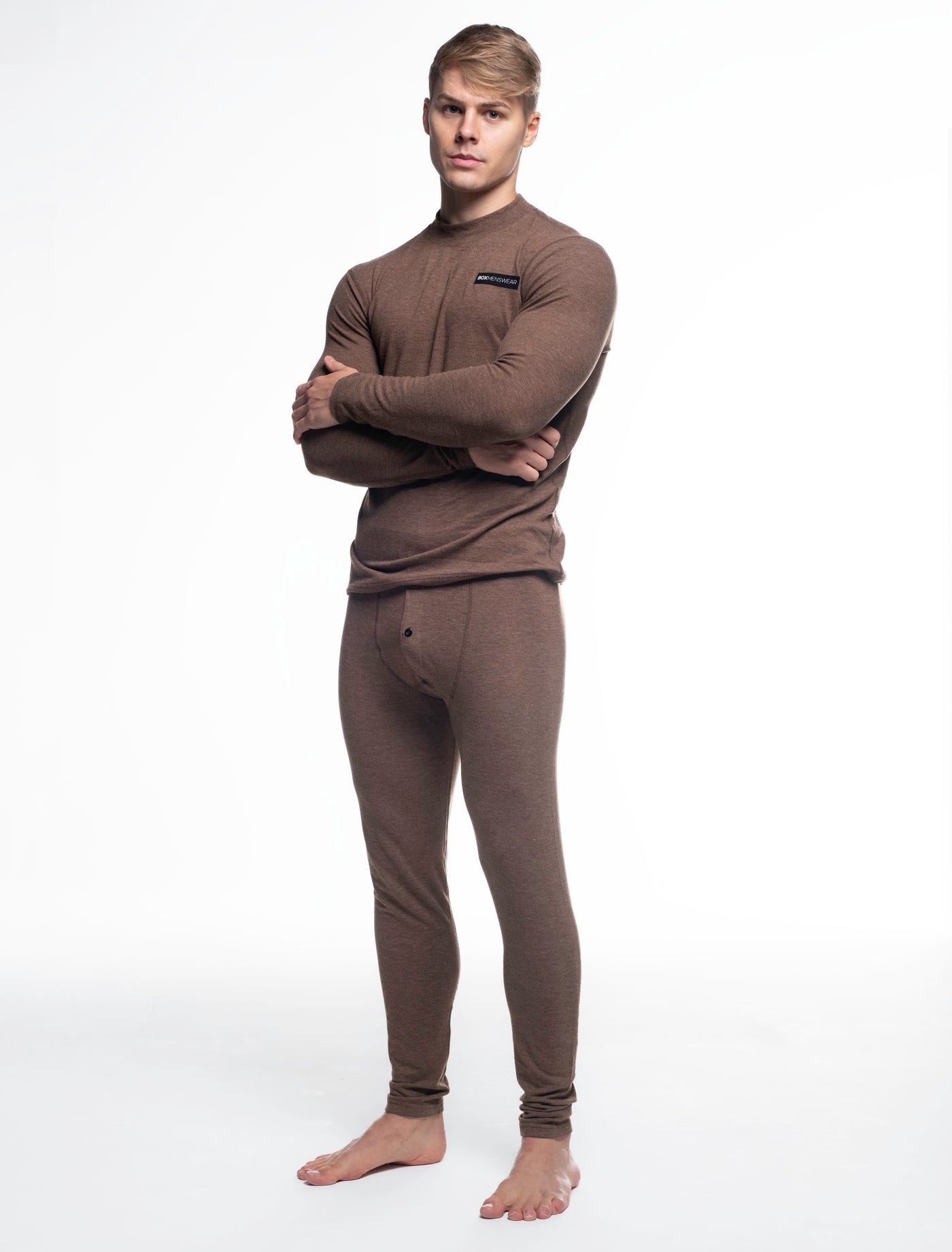 Mens Fleece Leggings & Top Set - Caramel