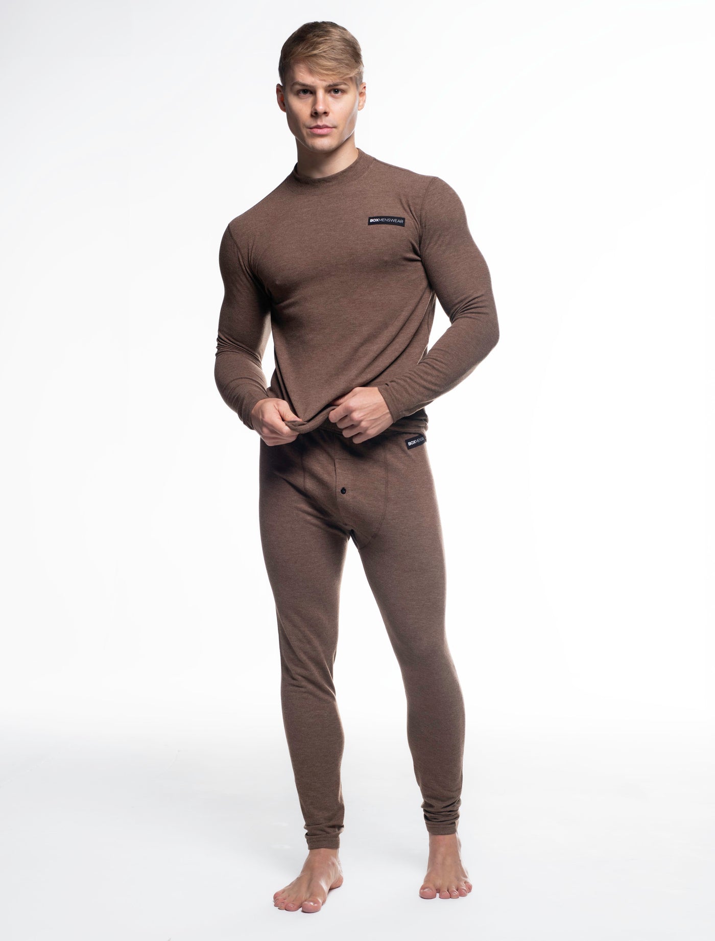 Mens Fleece Leggings & Top Set - Caramel