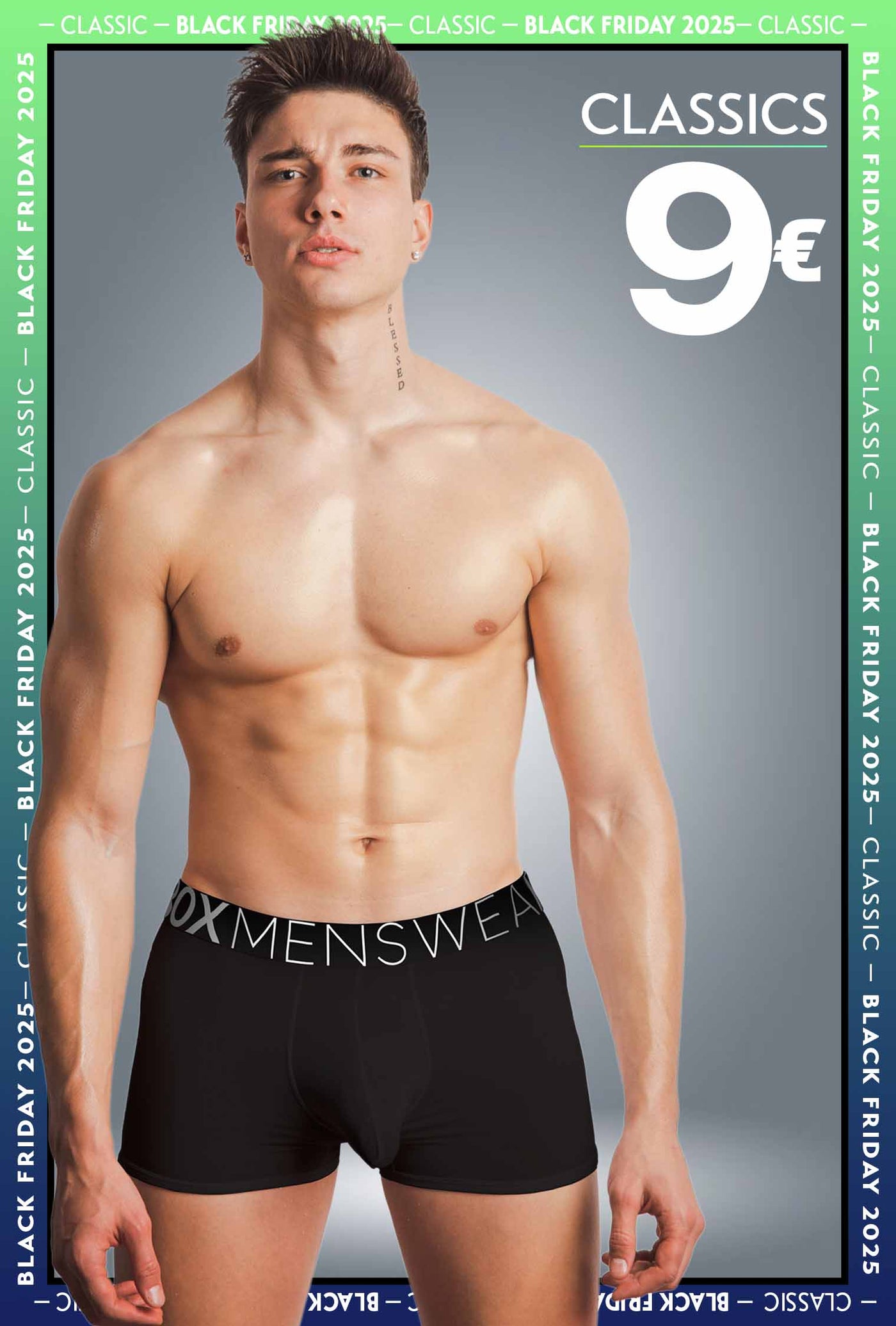 Mens Boxers: Defined Crotch - Black