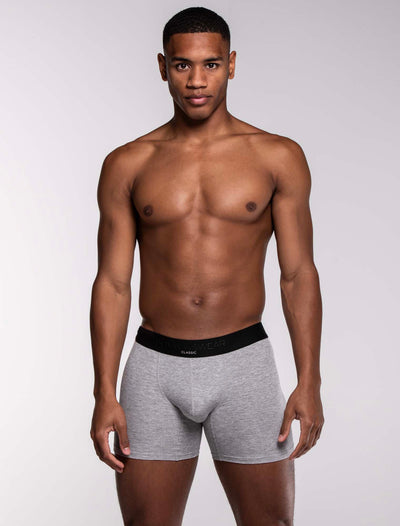 Mens Classic Ribbed Boxers - Grey