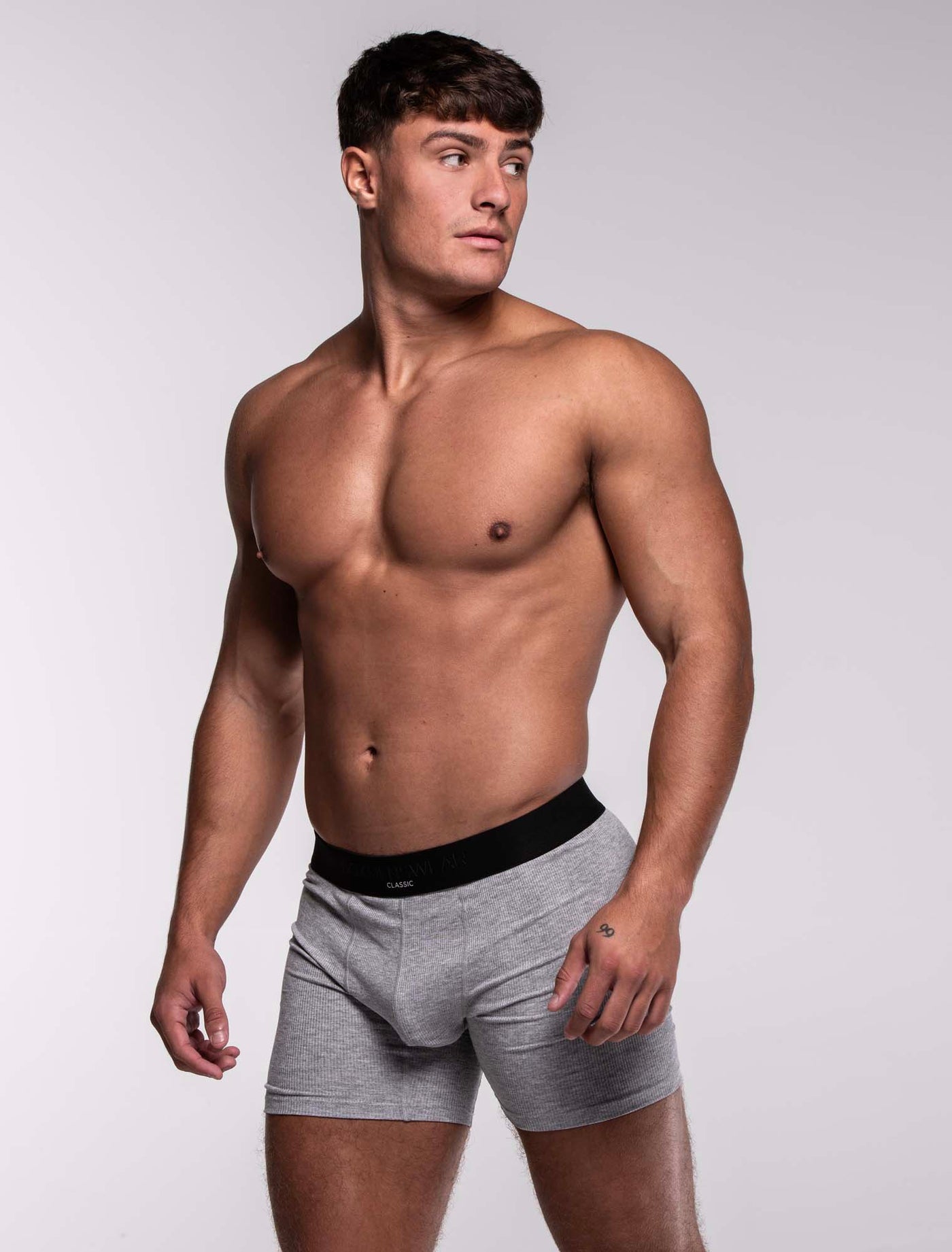 Mens Classic Ribbed Boxers - Grey