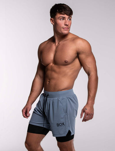 Mens Double Layer Sports Shorts - Charcoal