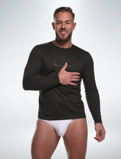 Mens Long Sleeve T-Shirt: Dynamic Fit - Military Green