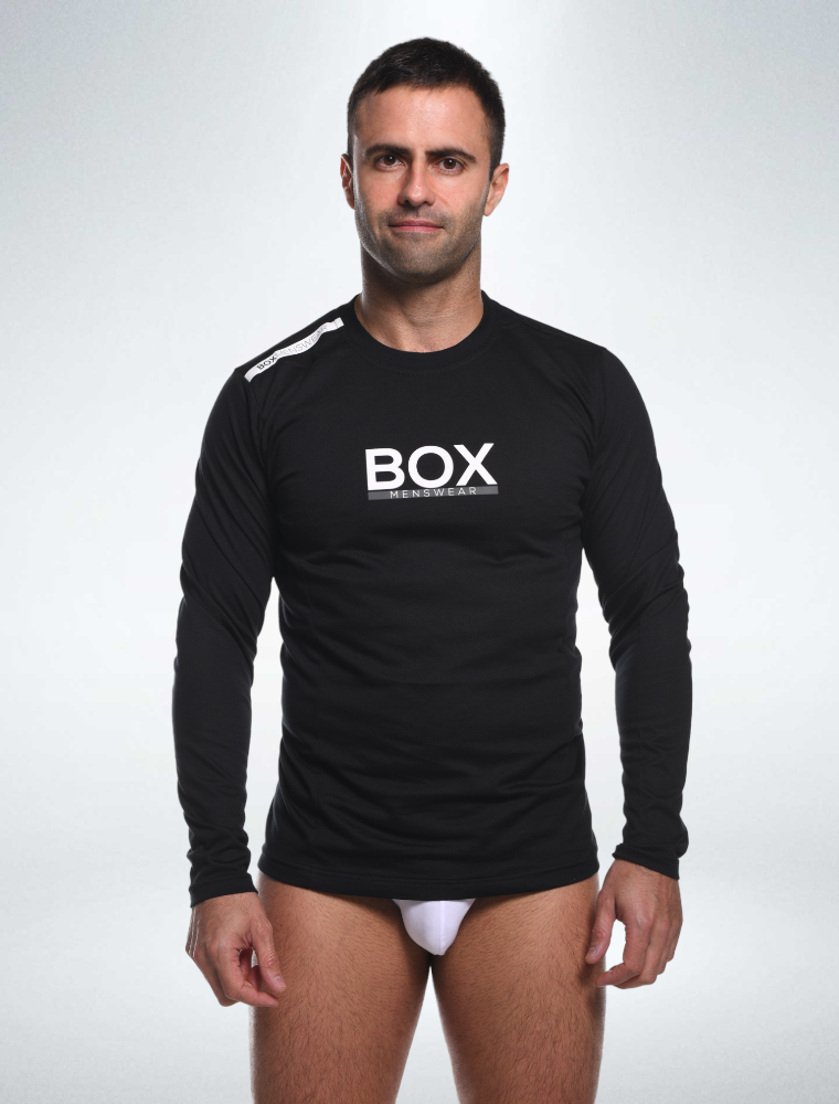 Mens Long Sleeve T-Shirt: Dynamic Fit - Classic Black - boxmenswear - {{variant_title}}